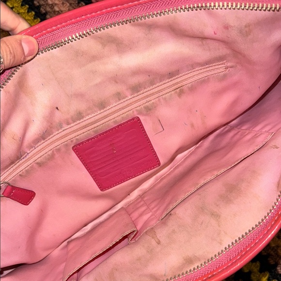 COACH Valentines Day Special Edition Pink Embossed Leather Shoulder Tote Vintage - Picture 4 of 6